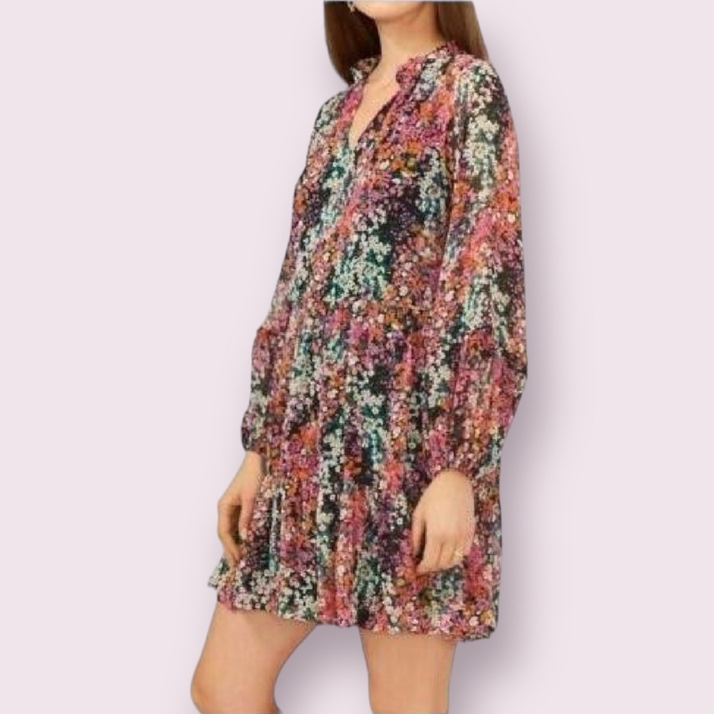 Black Floral Vince Camuto Women's Lightweight Fashion Dress - Picture 2 of 6